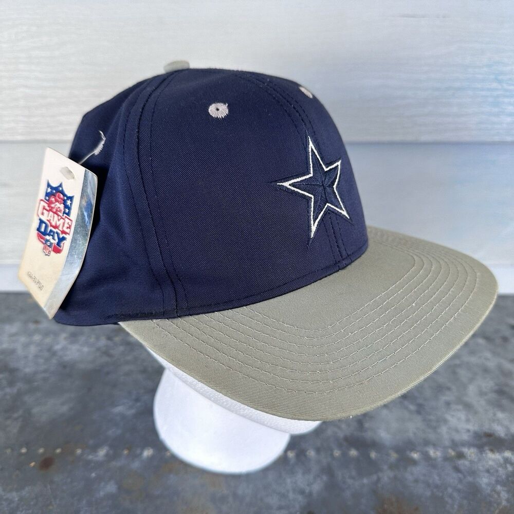 VTG 90s Dallas Cowboys Logo 7 Snapback Hat Deadstock NWT Game Day Grey Brim Cap